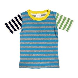 Hanna Andersson Blue/ Gray Striped Short Sleeve Pajama Top Size 8